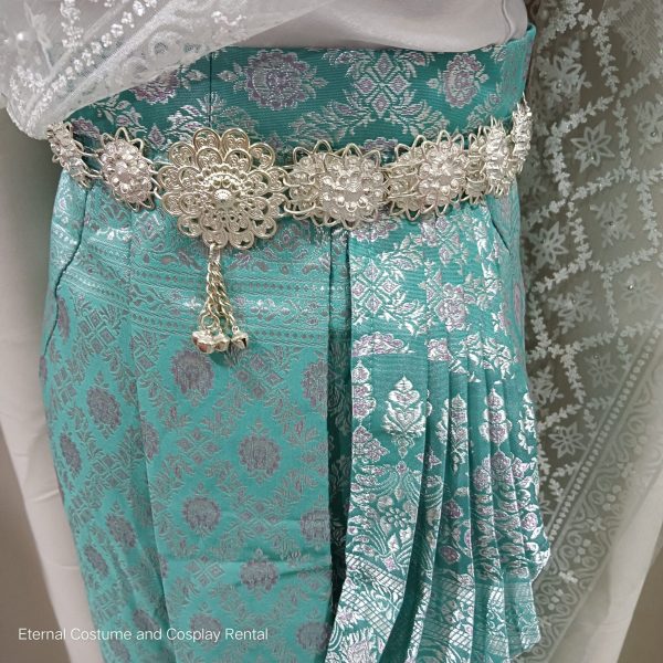 White Turquoise Thailand Costume for Female Size M-L for Rent - Image 8