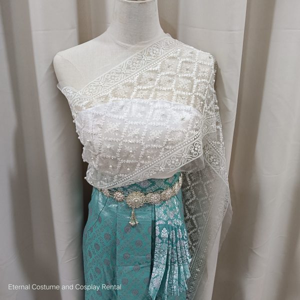 White Turquoise Thailand Costume for Female Size M-L for Rent - Image 6