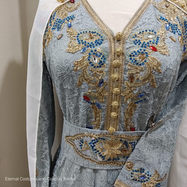 MIDDLE EAST Turkish/Egypt/Arabian Traditional Style Robe Female Blue & Gold Size UP TO XL for Rent - Image 4