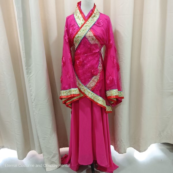 CHINESE Simple Costume Style Female Pink Colour Long Free Size for Rent - Image 4