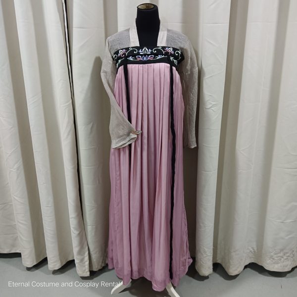 CHINESE Tang Dynasty Style Costume Grey & Pink Female Size S - L Wearer for Rent