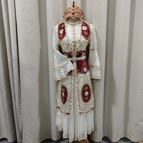 EAST ASIA UYGHUR Turkic Style Costume White Maroon Female Size Up to XL for Rent