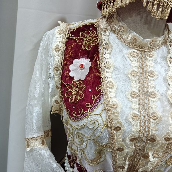 EAST ASIA UYGHUR Turkic Style Costume White Maroon Female Size Up to XL for Rent - Image 4