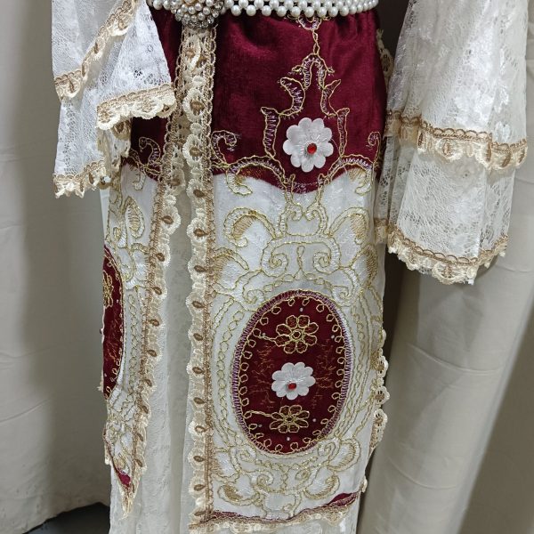 EAST ASIA UYGHUR Turkic Style Costume White Maroon Female Size Up to XL for Rent - Image 5