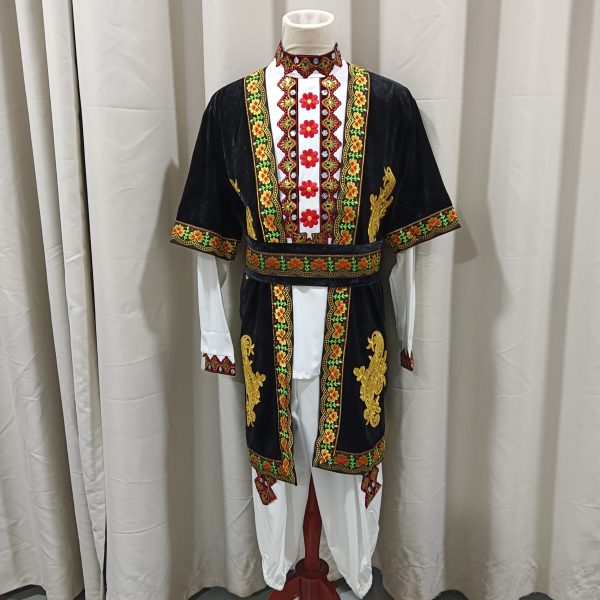 CENTRAL/EAST ASIAN - UYGHUR Traditional Style Male Black with Gold and Red International Costume for Rent - Image 2
