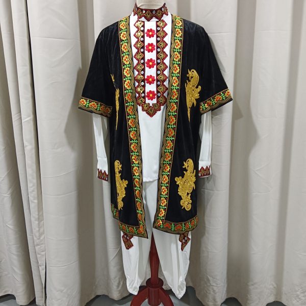 CENTRAL/EAST ASIAN - UYGHUR Traditional Style Male Black with Gold and Red International Costume for Rent - Image 3