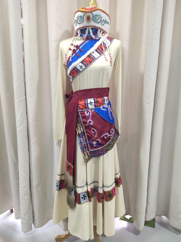MONGOLIAN Style Costume Female Beige Size M - L for Rent