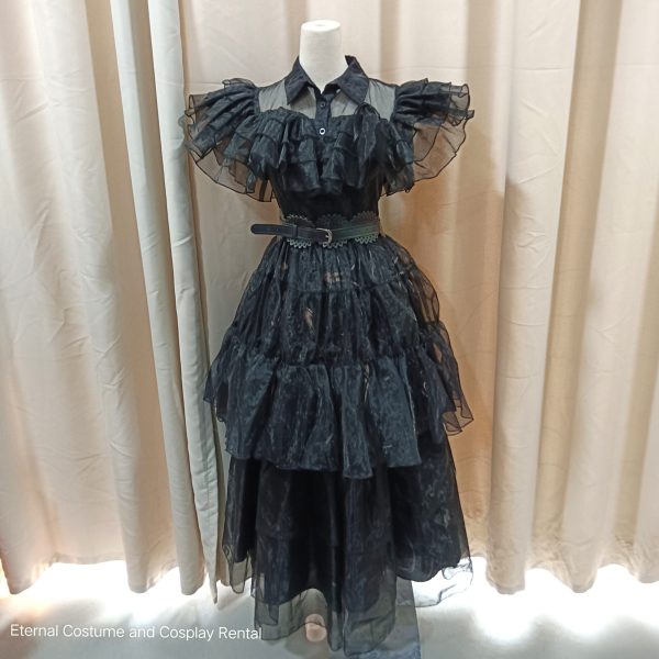 MOVIE / Drama Netflix Wednesday Heroin Wednesday Addams Prom Dancing Gown Black Colour Size L for Rent