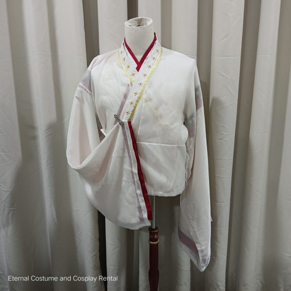 Chinese Traditional HanFu Male White Red Black S - L size (红白色交领汉服男）for Rent - Image 3