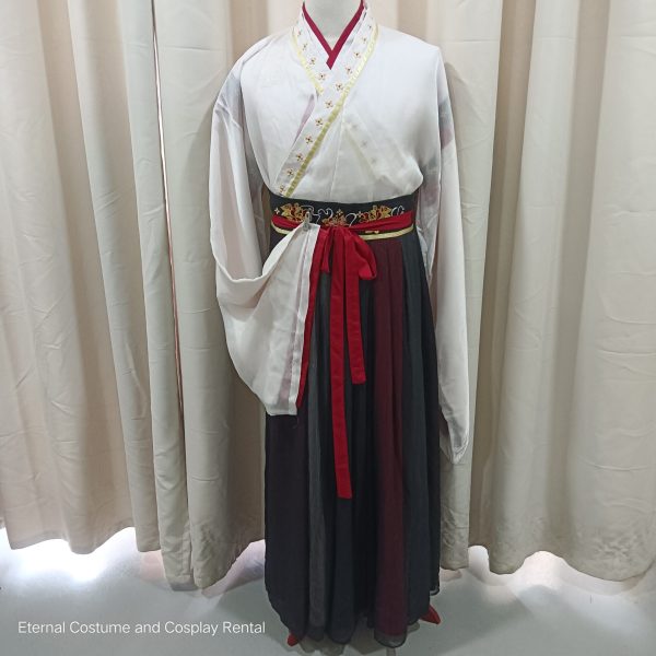 Chinese Traditional HanFu Male White Red Black S - L size (红白色交领汉服男）for Rent - Image 4