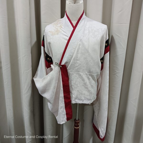 Chinese Traditional HanFu Male White Red Black S - L size (红白色交领汉服男）for Rent - Image 2