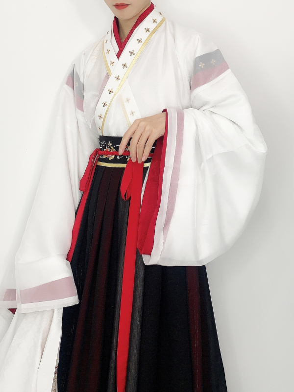 Chinese Traditional HanFu Male White Red Black S - L size (红白色交领汉服男）for Rent - Image 8