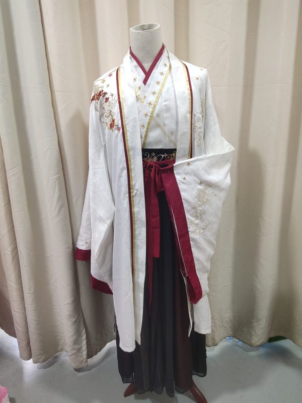 Chinese Traditional HanFu Male White Red Black S - L size (红白色交领汉服男）for Rent - Image 5