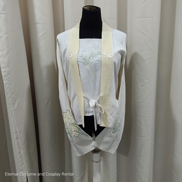 CHINESE Traditional HanFu Singlet Style White and Gradient Green Female Size S - L for Rent - Image 3