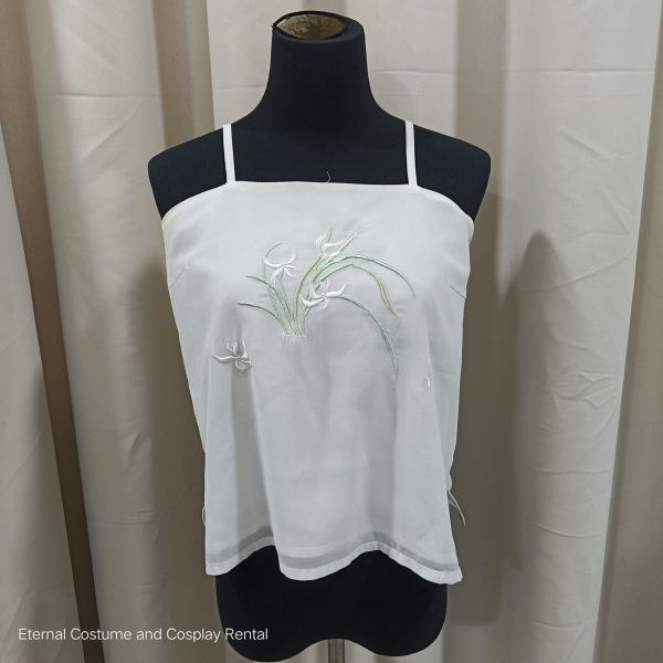 CHINESE Traditional HanFu Singlet Style White and Gradient Green Female Size S - L for Rent - Image 2