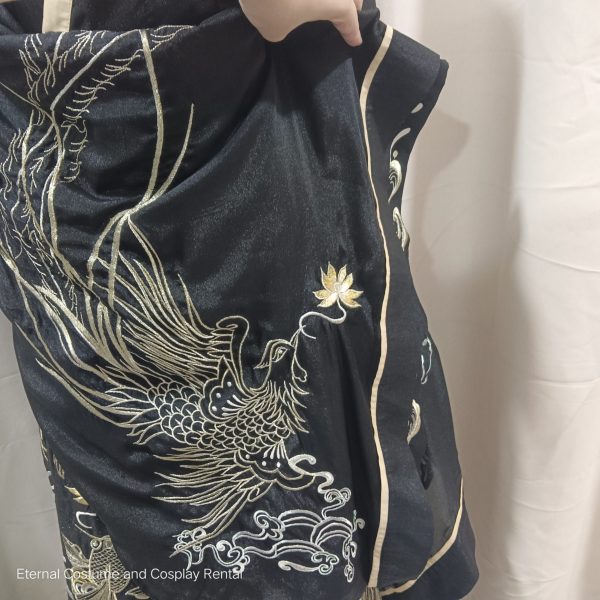 Chinese Traditional HanFu Female Black with yellow Size XS - M (黑色交领汉服) for Rent - Image 7