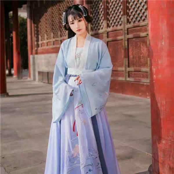 Chinese Traditional HanFu Light Blue S-L size (蓝色汉服女) for Rent