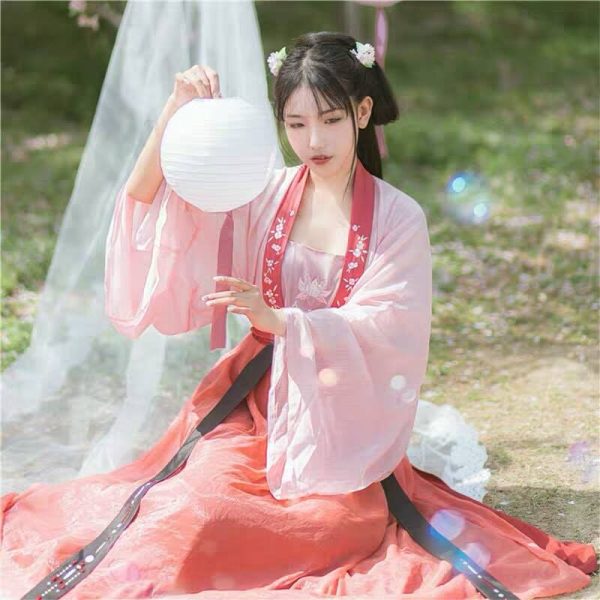 Chinese Traditional Female HanFu Pinkish Red S-L size Singlet Type (红粉汉服) for Rent